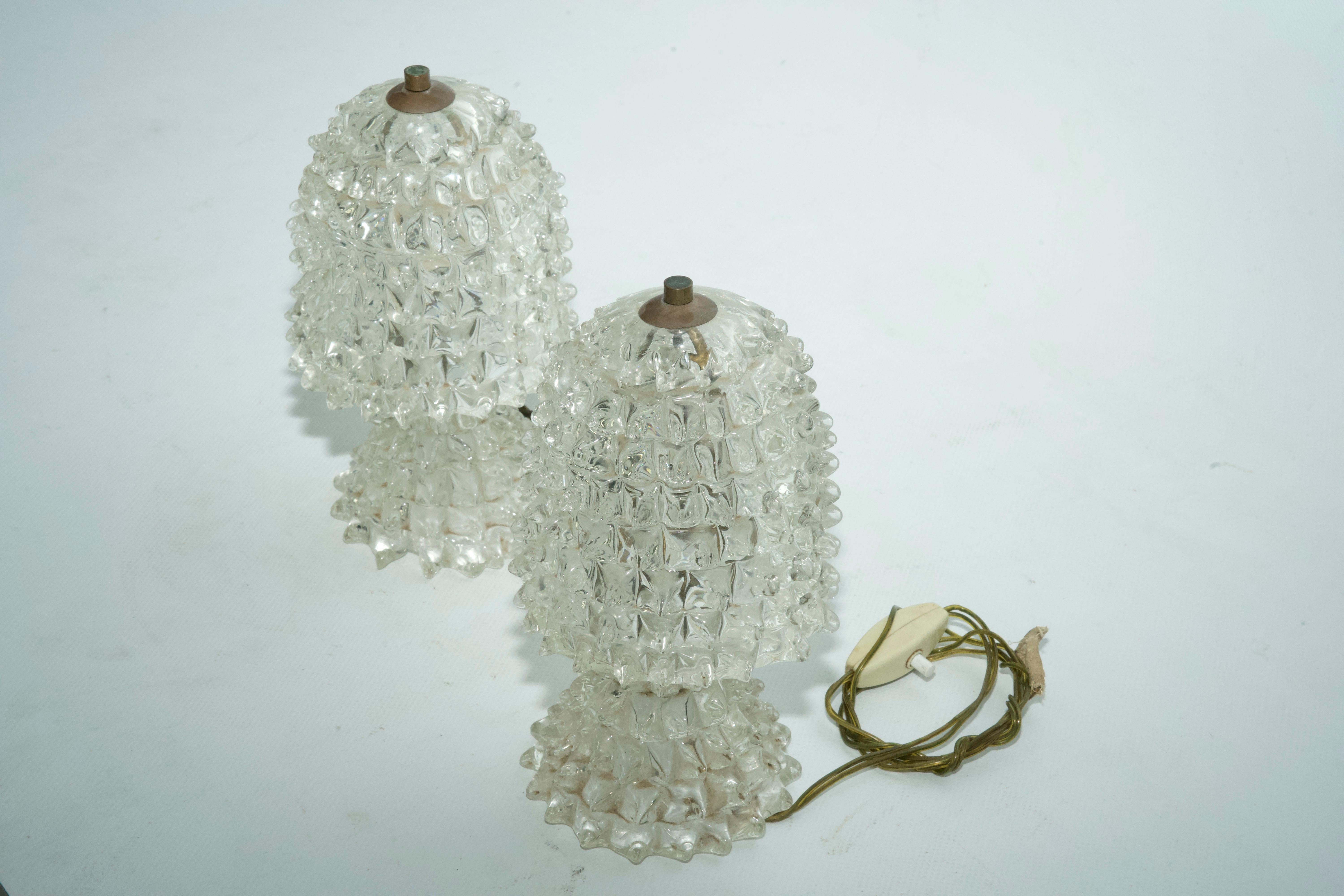 Rare Pair of Ercole Barovier Rostrato table lamps. Italy 1940s For Sale 1