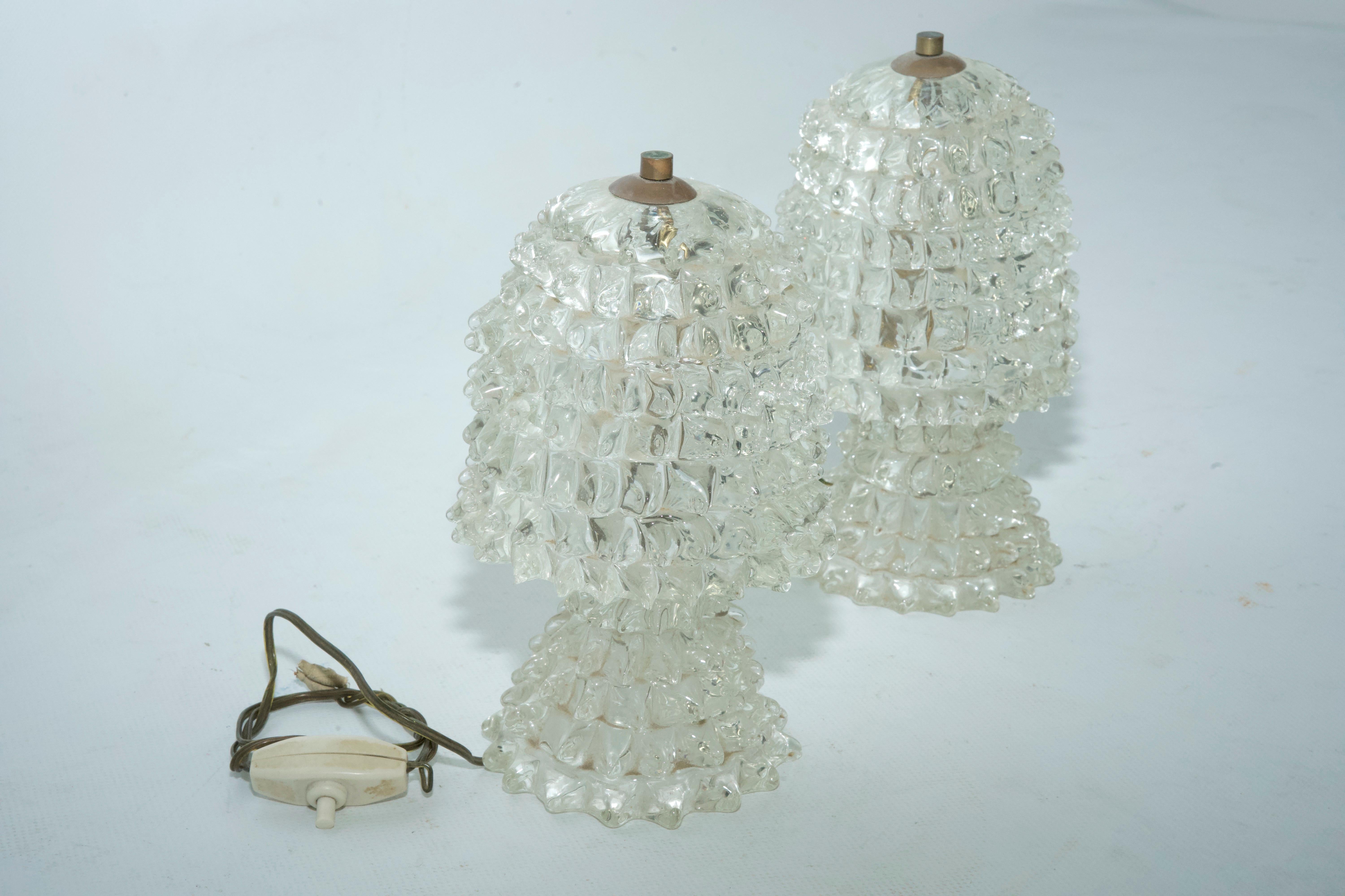 Rare Pair of Ercole Barovier Rostrato table lamps. Italy 1940s For Sale 2