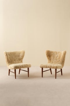 Rare Pair of Erik Bertil Karlén Easy Chairs, Sweden, 1950s
