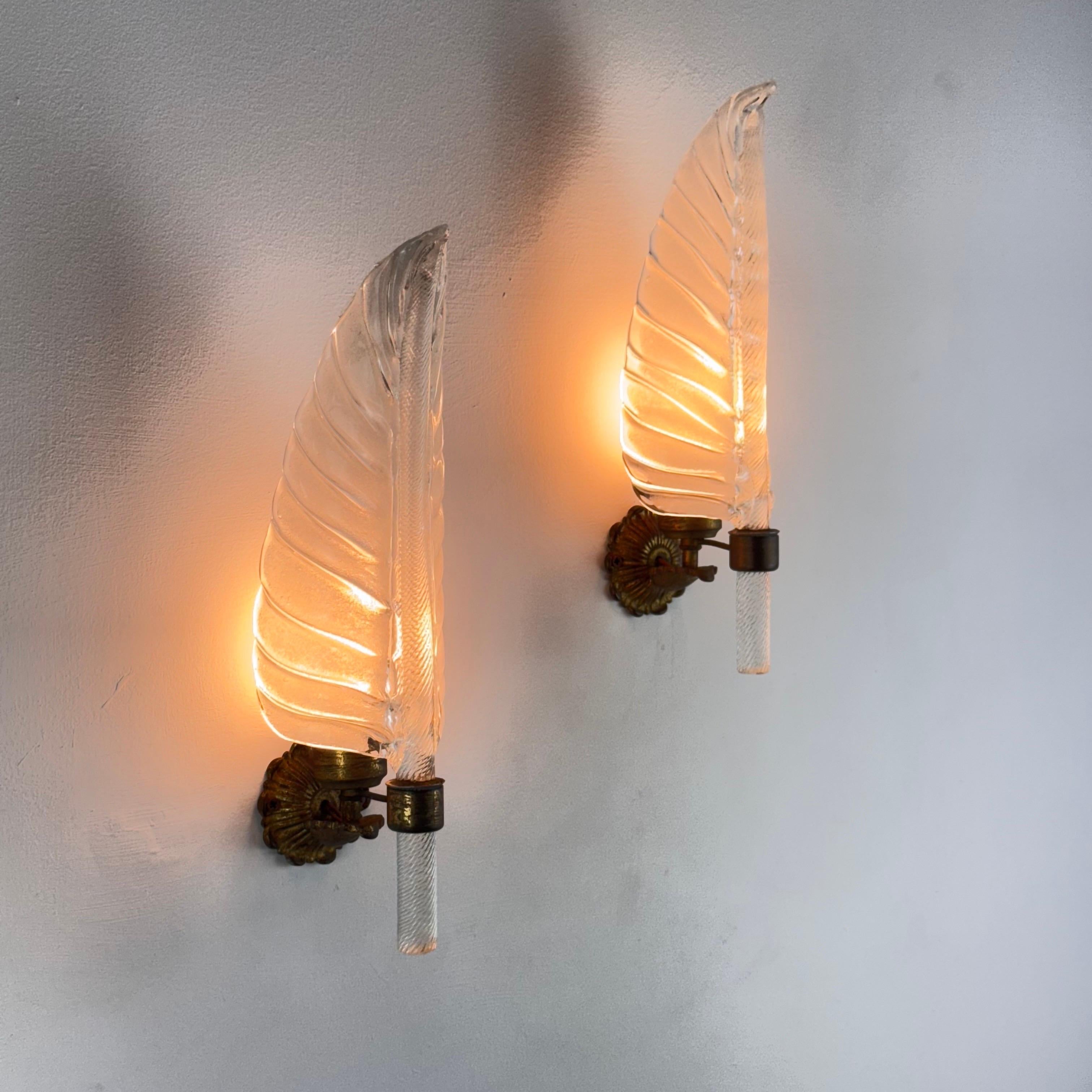 An exceptionally rare pair of wall sconces designed by Tomaso Buzzi for Venini, Italy, early 1930s.

Unlike many attributed examples circulating today, this pair stands out for its authenticity and coherence — in design, material, and patina. Every