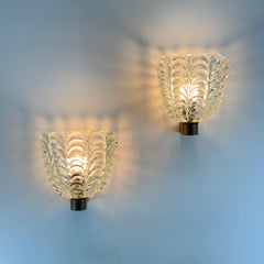 Rare Pair of “Festoni” Wall Sconces by Ercole Barovier for Barovier & Toso, 1938