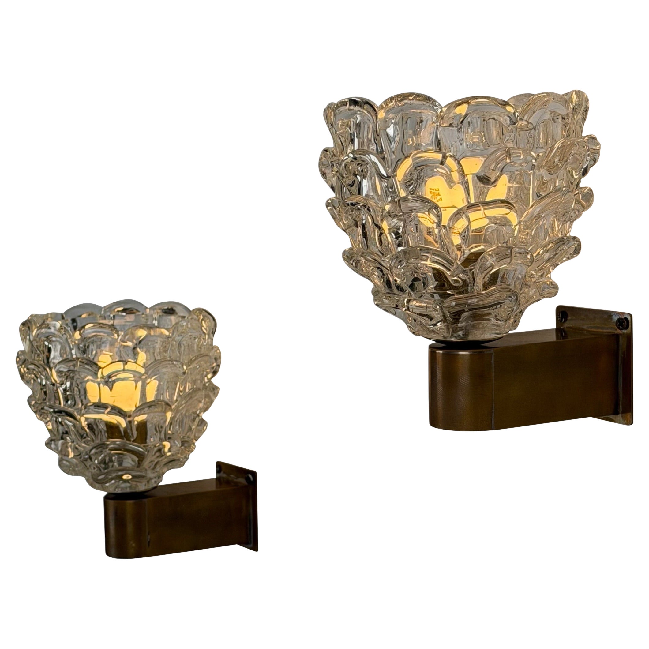 Rare Pair of “Festoni” Wall Sconces by Ercole Barovier for Barovier & Toso, 1938