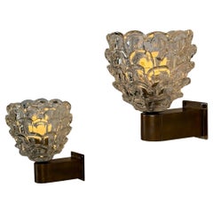 Rare Pair of “Festoni” Wall Sconces by Ercole Barovier for Barovier & Toso, 1938