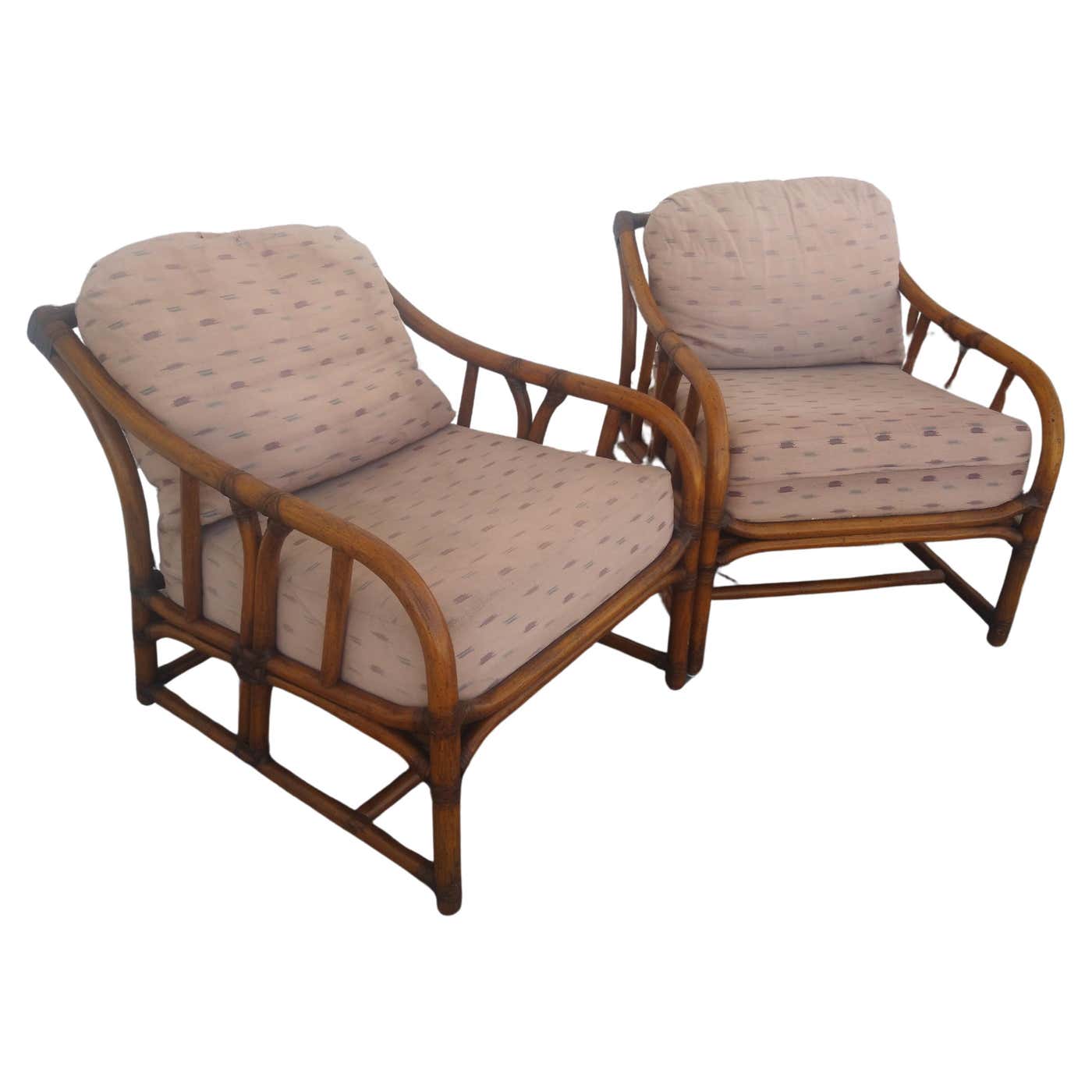 Rare Pair of Ficks Reed Bamboo Boho Chic Lounge Chairs (sofa and ...