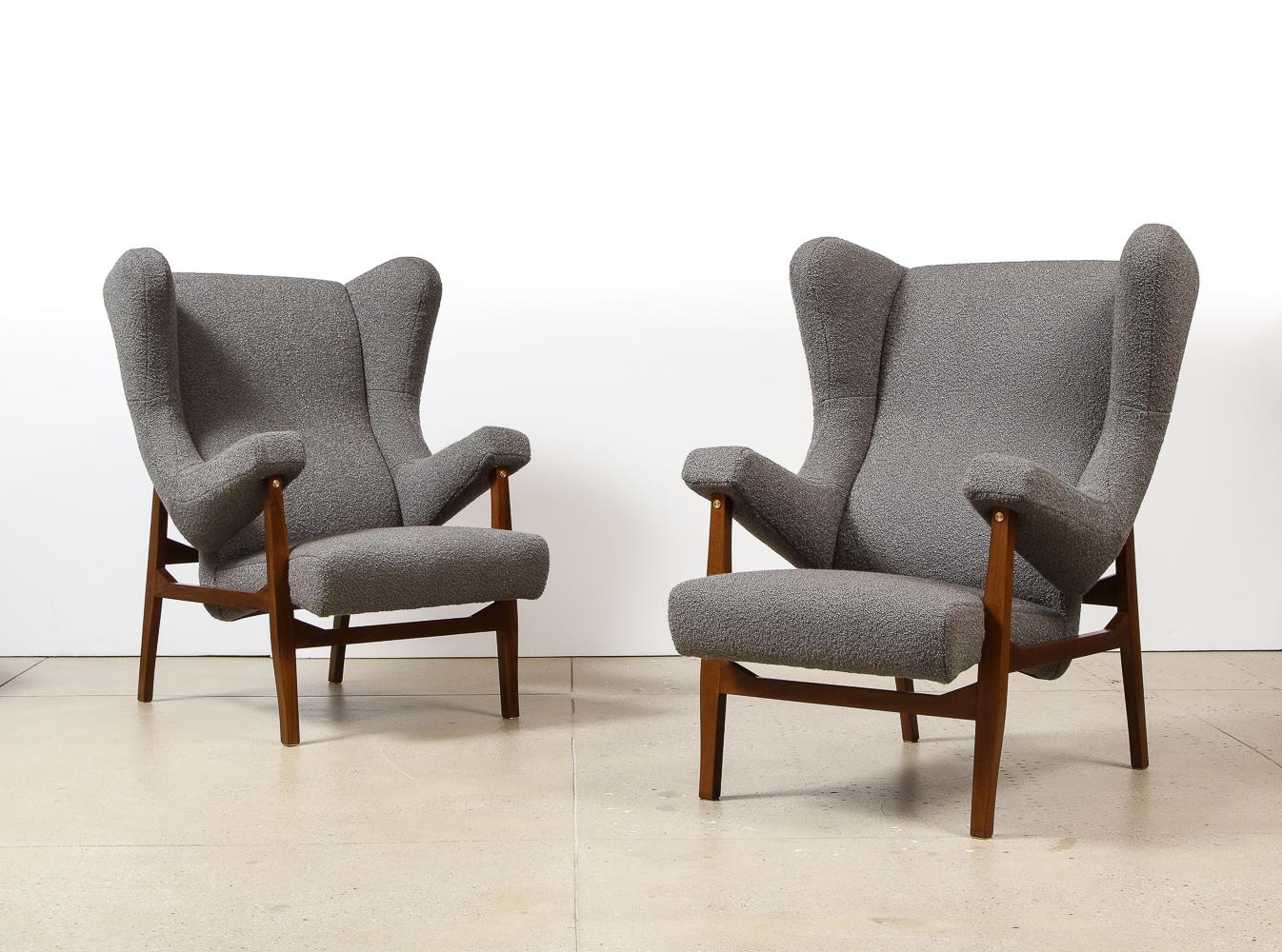 Italian Rare Pair of Fiorenza Lounge Chairs by Franco Albini for Arflex