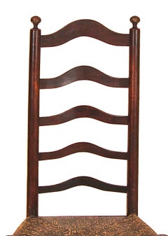 Rare Pair of Five Slat Ladderback Side Chairs