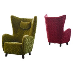 Rare Pair of Flemming Lassen Highback Lounge Chairs Denmark 1940's