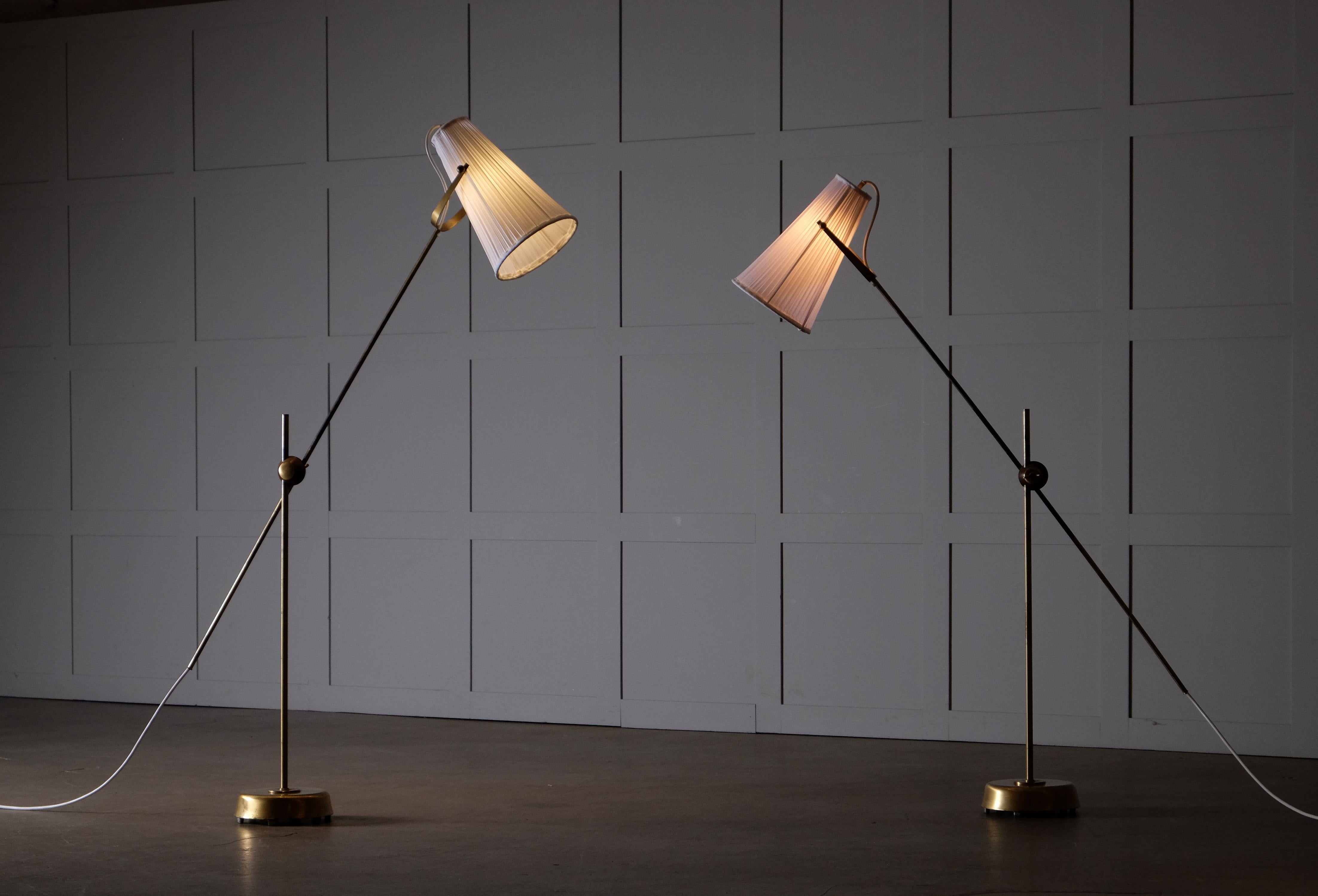 Swedish Rare pair of Floor Lamps by Hans Bergström, 1950s For Sale
