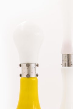 Rare Pair of Floor Lamps in Glass and Steel by Carlo Nason, 1970s