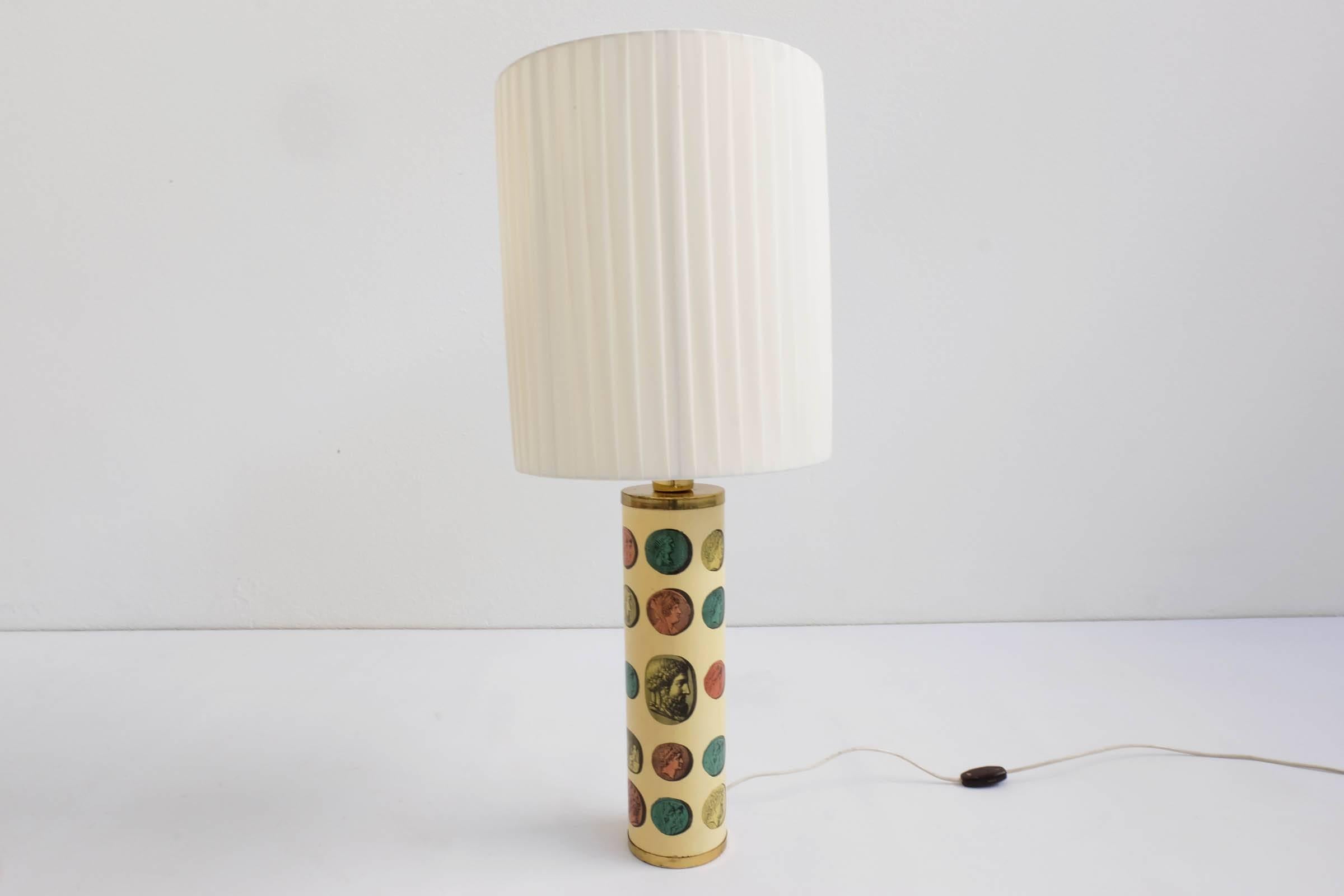 Italian Rare Pair of Fornasetti Table Lamps Mod. Cammei, Italy, 1968