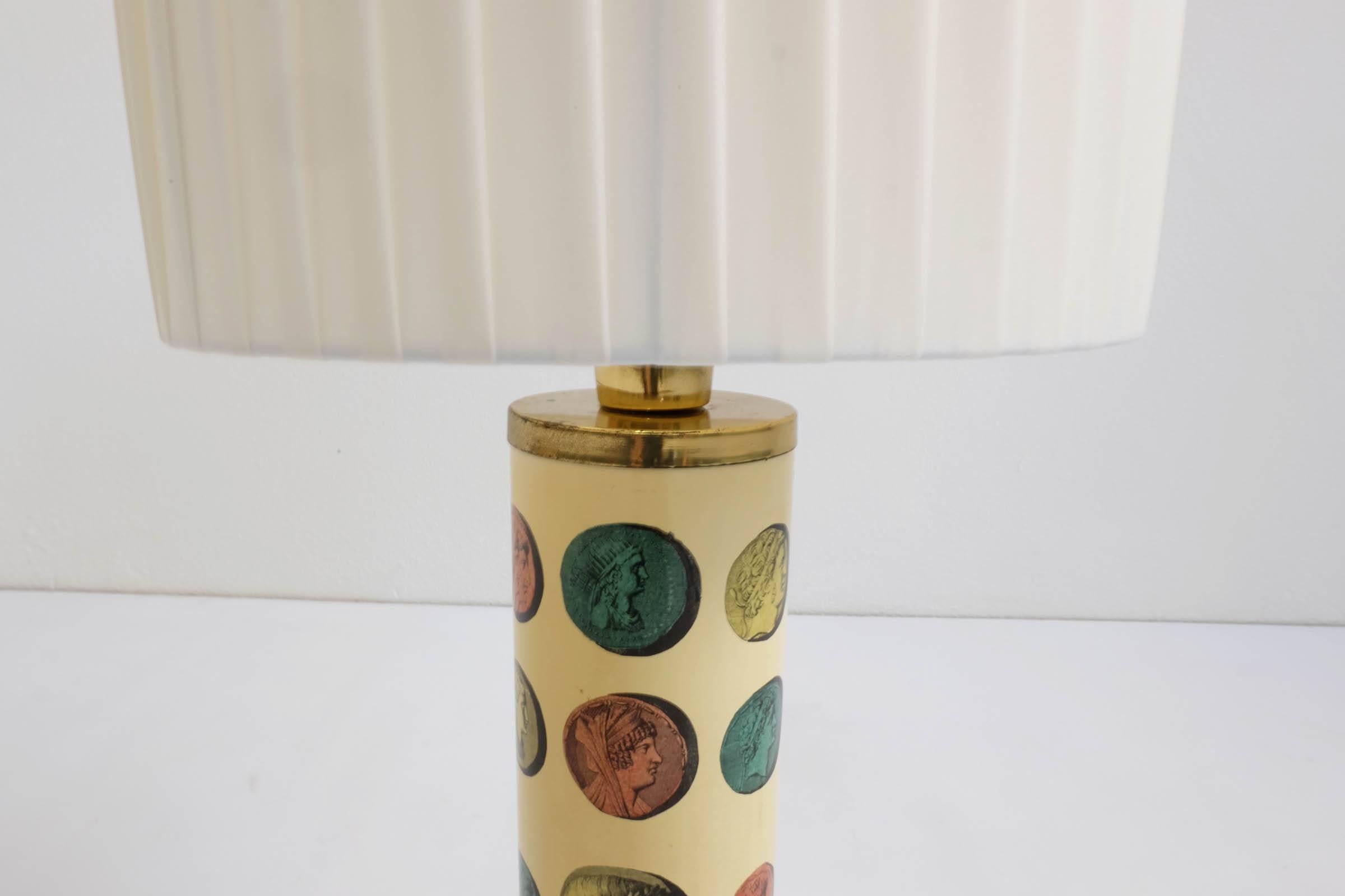 Mid-20th Century Rare Pair of Fornasetti Table Lamps Mod. Cammei, Italy, 1968