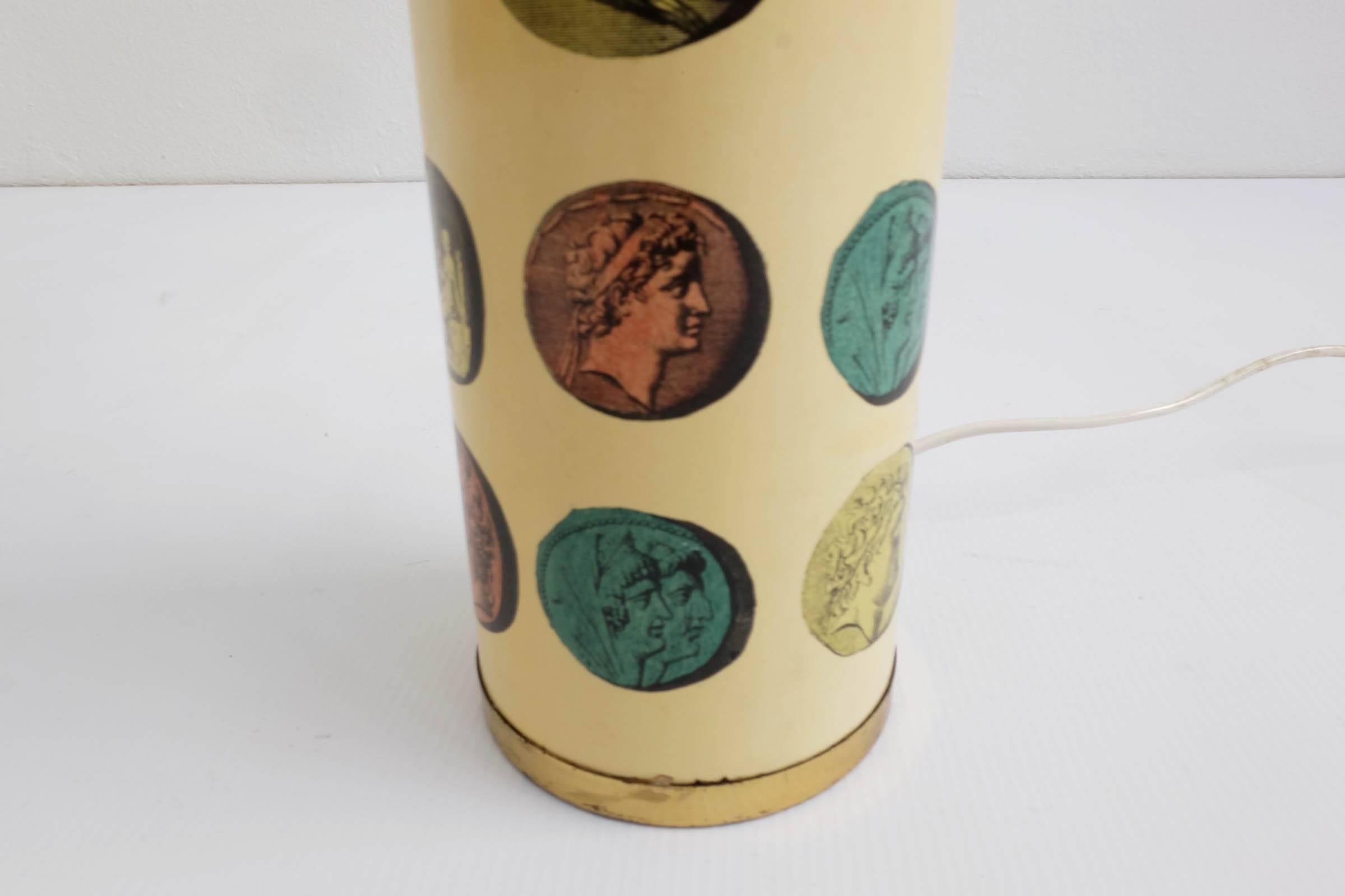 Metal Rare Pair of Fornasetti Table Lamps Mod. Cammei, Italy, 1968