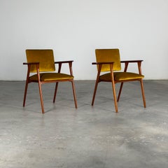 Rare Pair of Franco Albini Armchairs for Poggi, Original Velvet, 1960s
