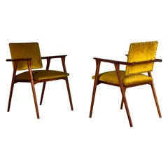 Rare Pair of Franco Albini Armchairs for Poggi, Original Velvet, 1960s