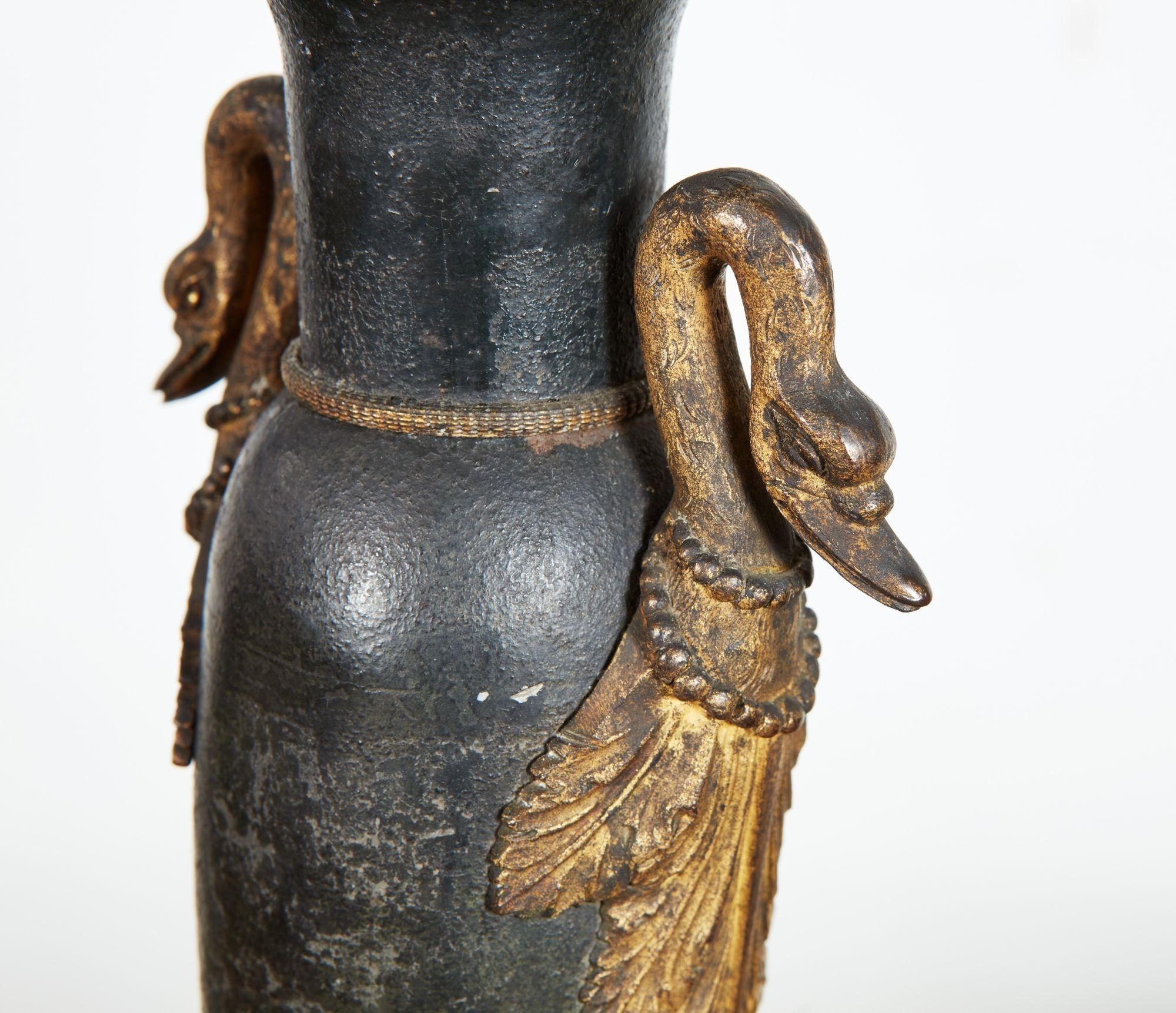 Hand-Painted Rare Pair of French 18th c. Tole Lamps For Sale