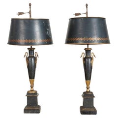 Rare Pair of French 18th c. Tole Lamps