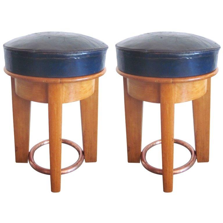 Rare Pair of French '1930s' Stools by Taubmann For Sale