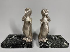 Rare pair of French Art Deco bookends featuring ‘Alfred the Penguin’, circa 1935
