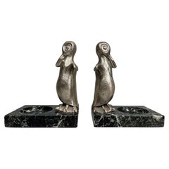 Rare pair of French Art Deco bookends featuring ‘Alfred the Penguin’, circa 1935
