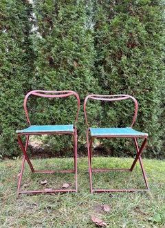 Rare Pair of French Art Deco Folding Fisherman's Chairs