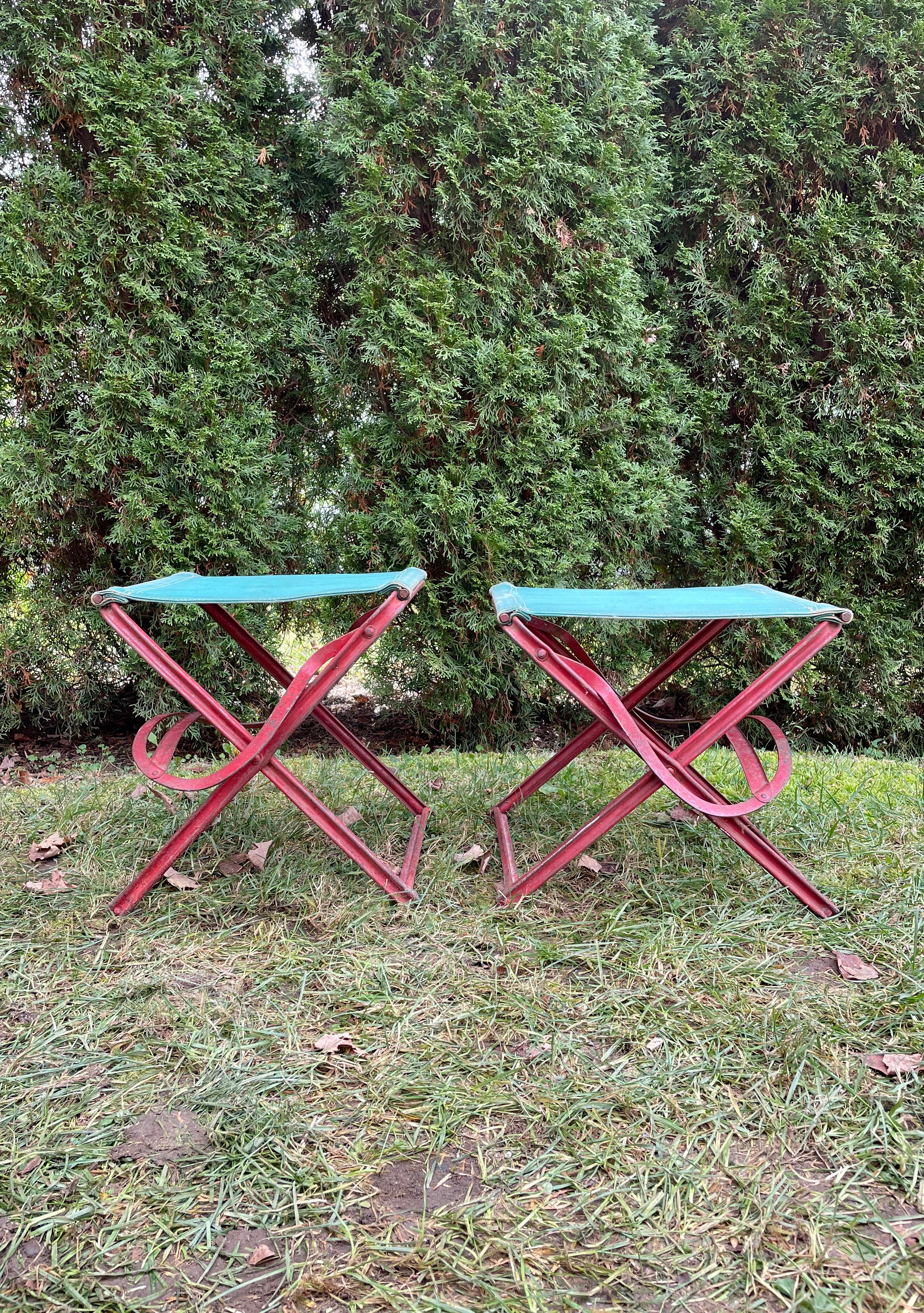 Rare Pair of French Art Deco Folding Fisherman's Chairs For Sale 2