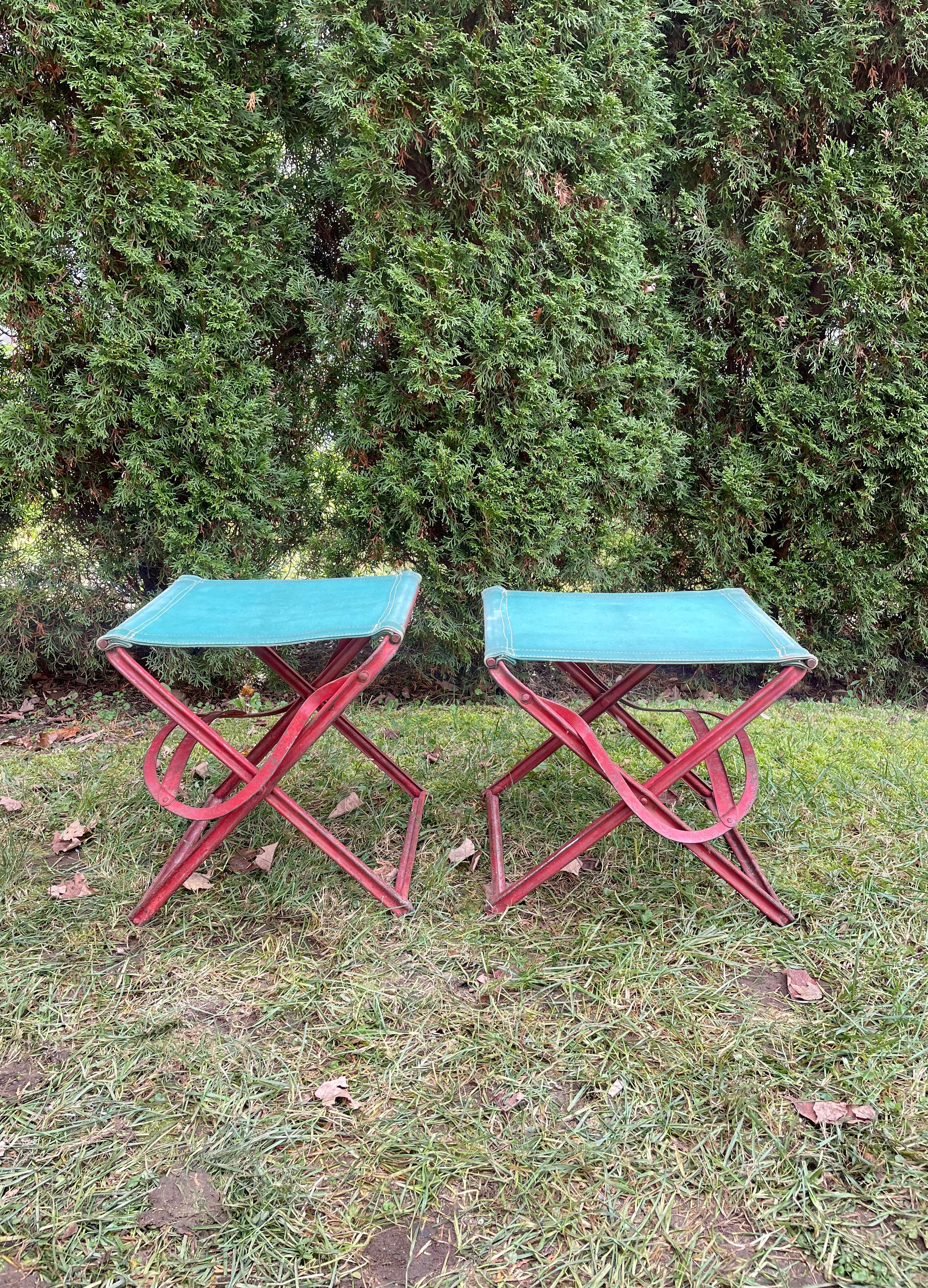Rare Pair of French Art Deco Folding Fisherman's Chairs For Sale 3