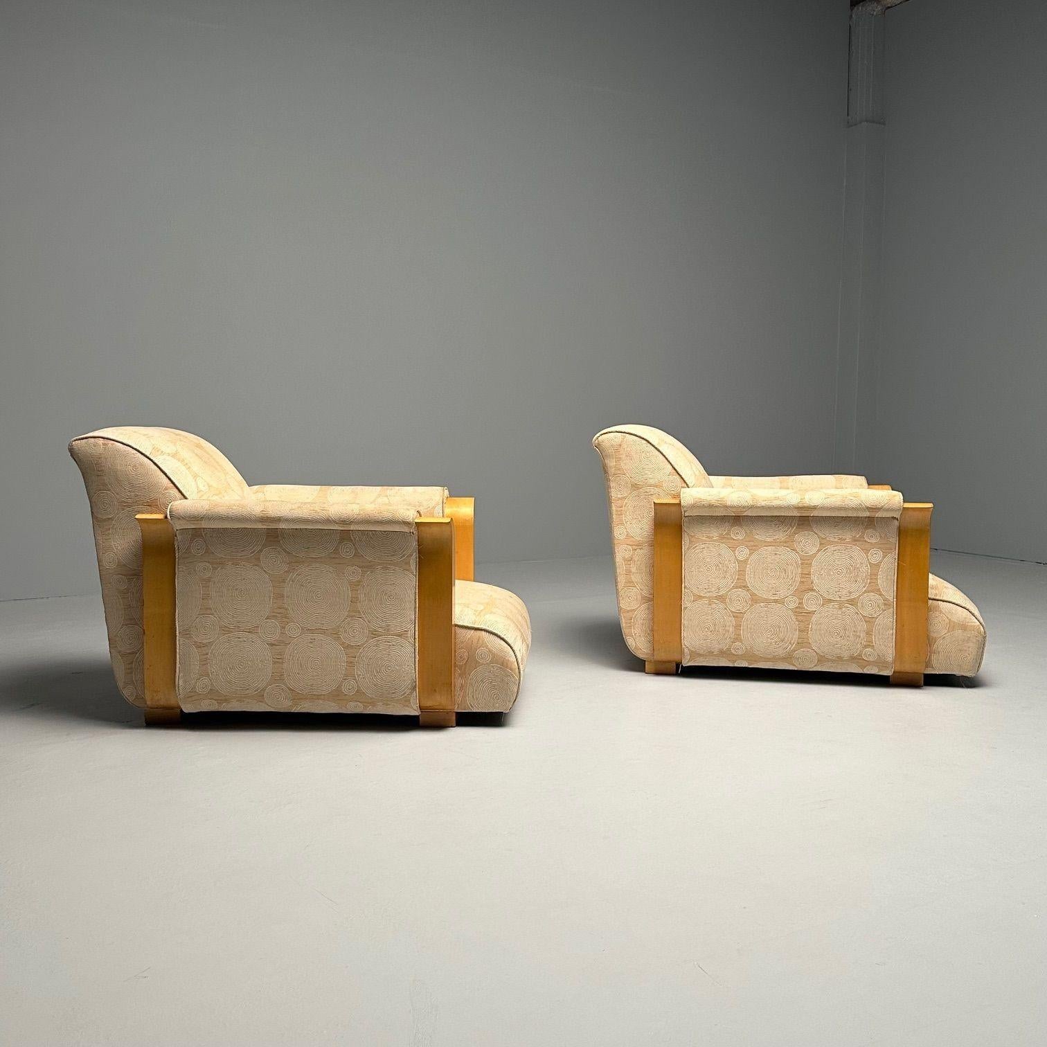 Fabric Rare Pair of French Art Deco Lounge Chairs by Michel Dufet, France, 1930s For Sale