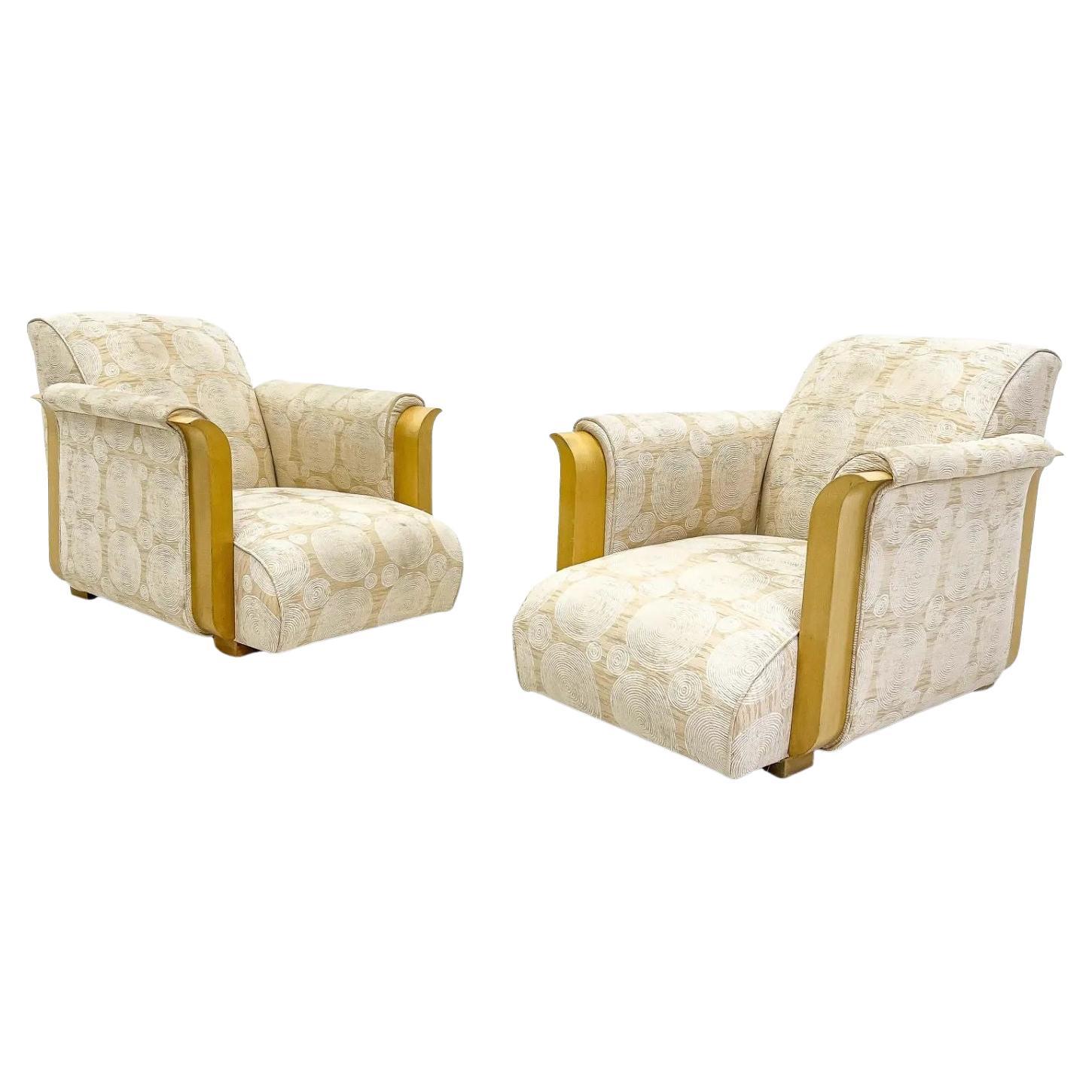 Rare Pair of French Art Deco Lounge Chairs by Michel Dufet, France, 1930s