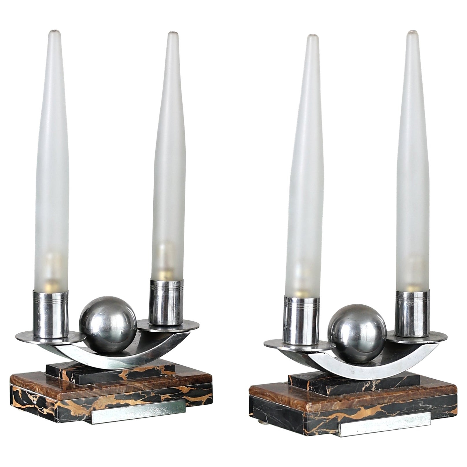 Rare Pair Of French Art Deco Table Lamps For Sale