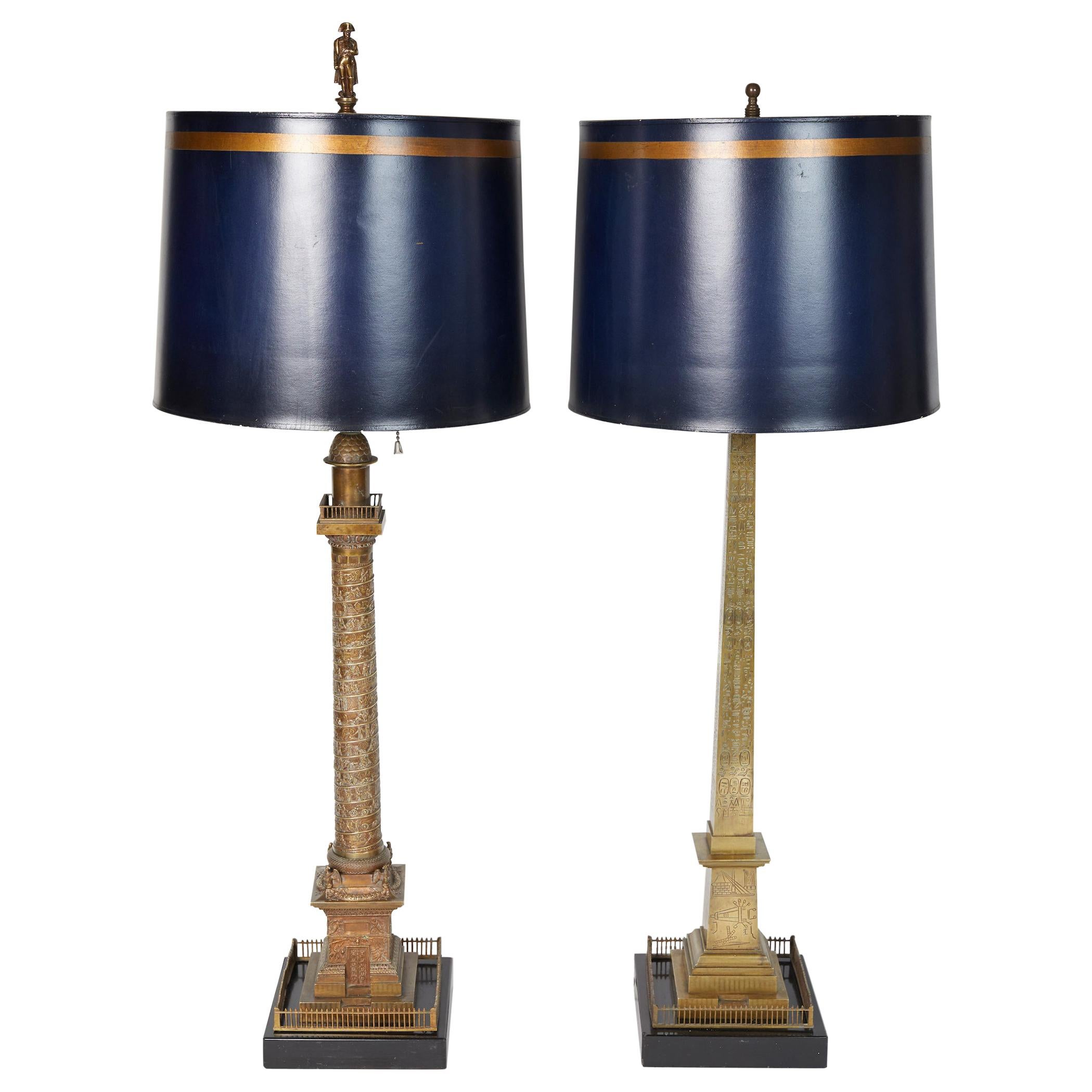 Rare Pair of French Bronze Grand Tour Table Lamps