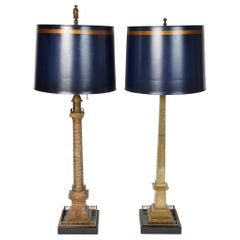 Rare Pair of French Bronze Grand Tour Table Lamps