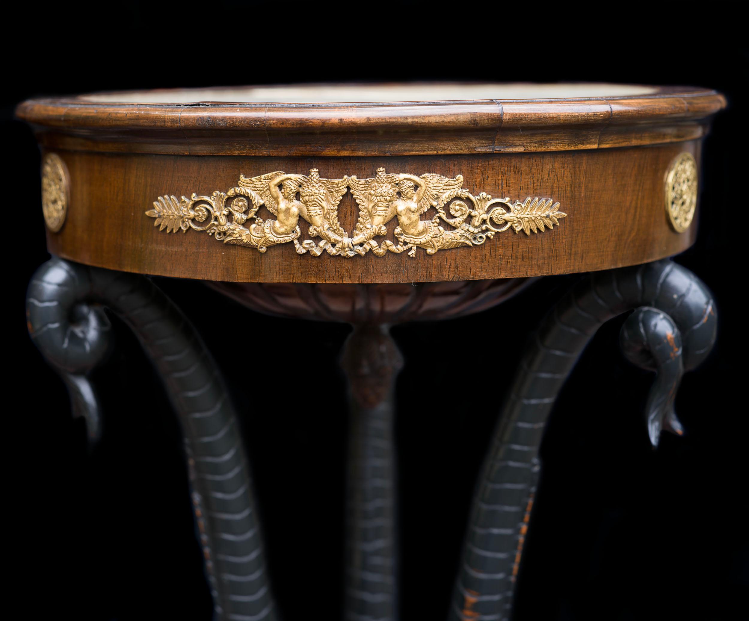 Rare Pair of French Dolphin Torchères or Gueridon Tables In Fair Condition For Sale In London, GB