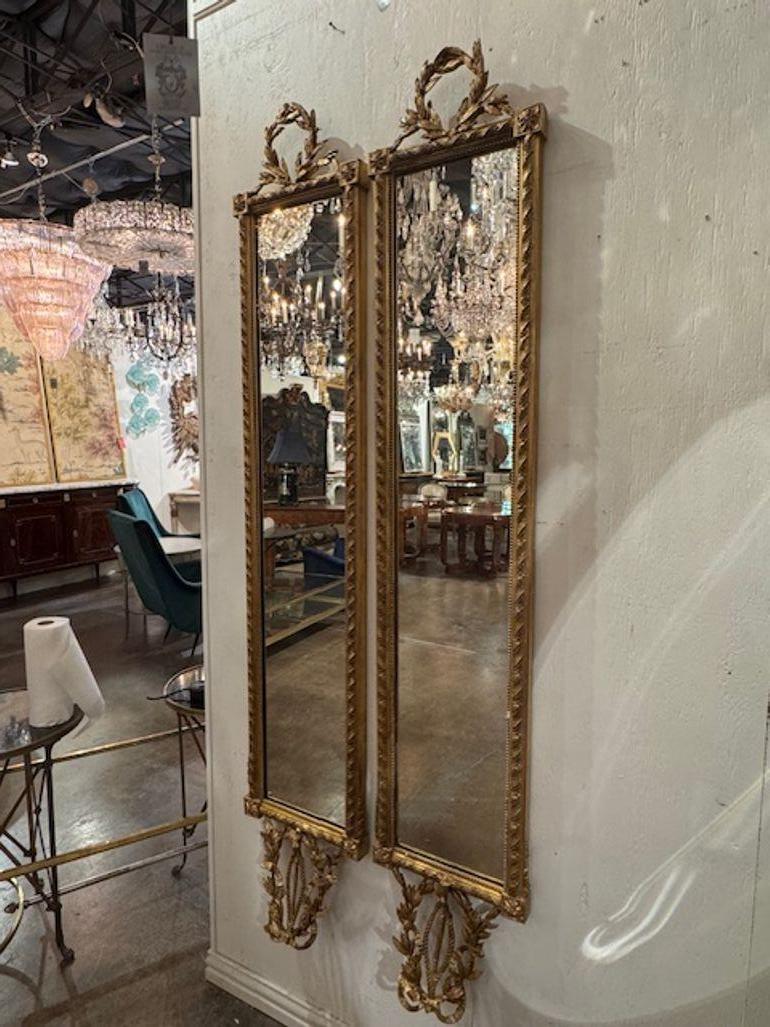 Rare Pair of French Louis XVI Mirrors In Good Condition For Sale In Dallas, TX