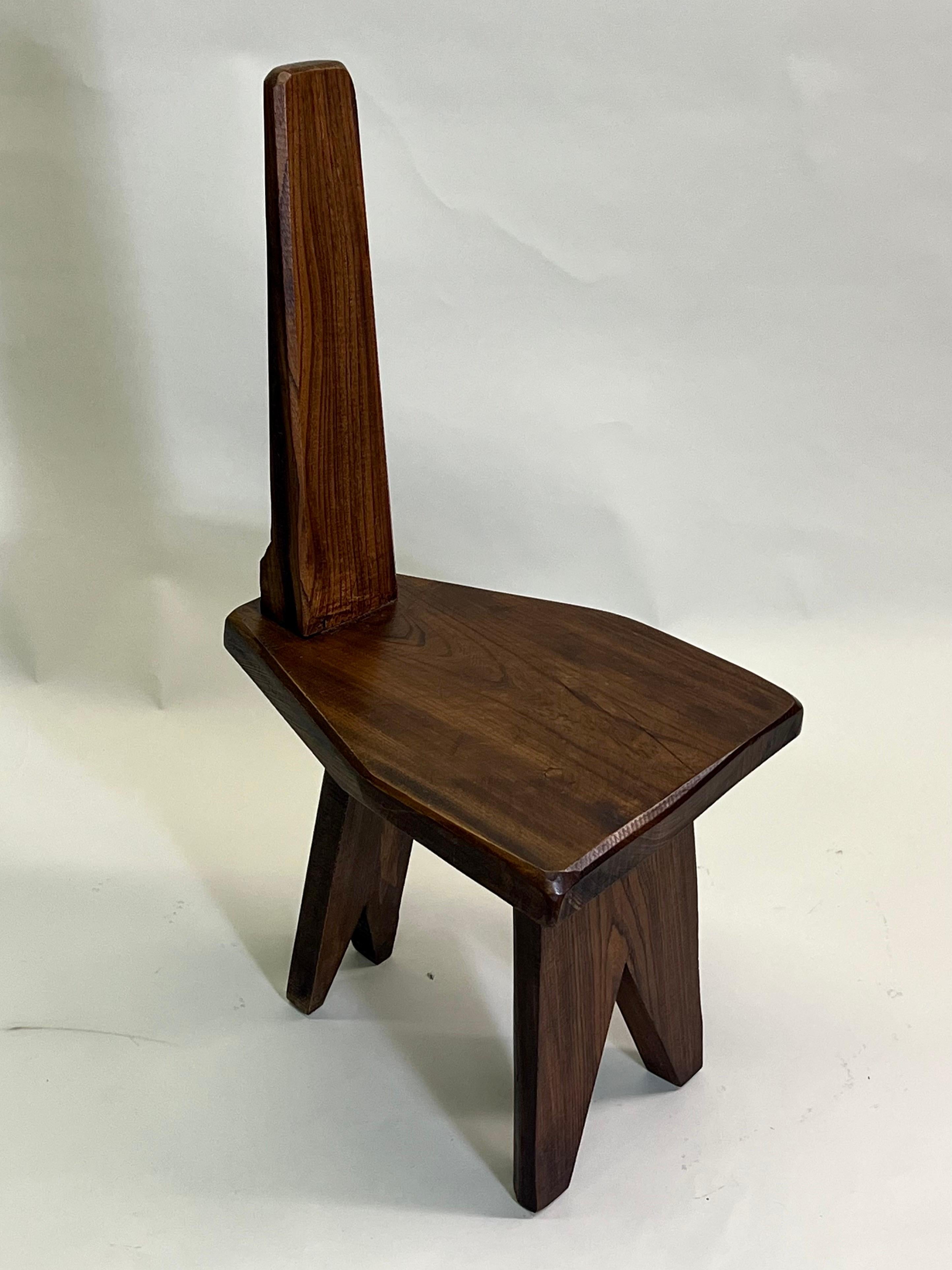 Hardwood Rare Pair of French Mid-Century Modern Craftsman Wood Chairs, Pierre Jeanneret For Sale