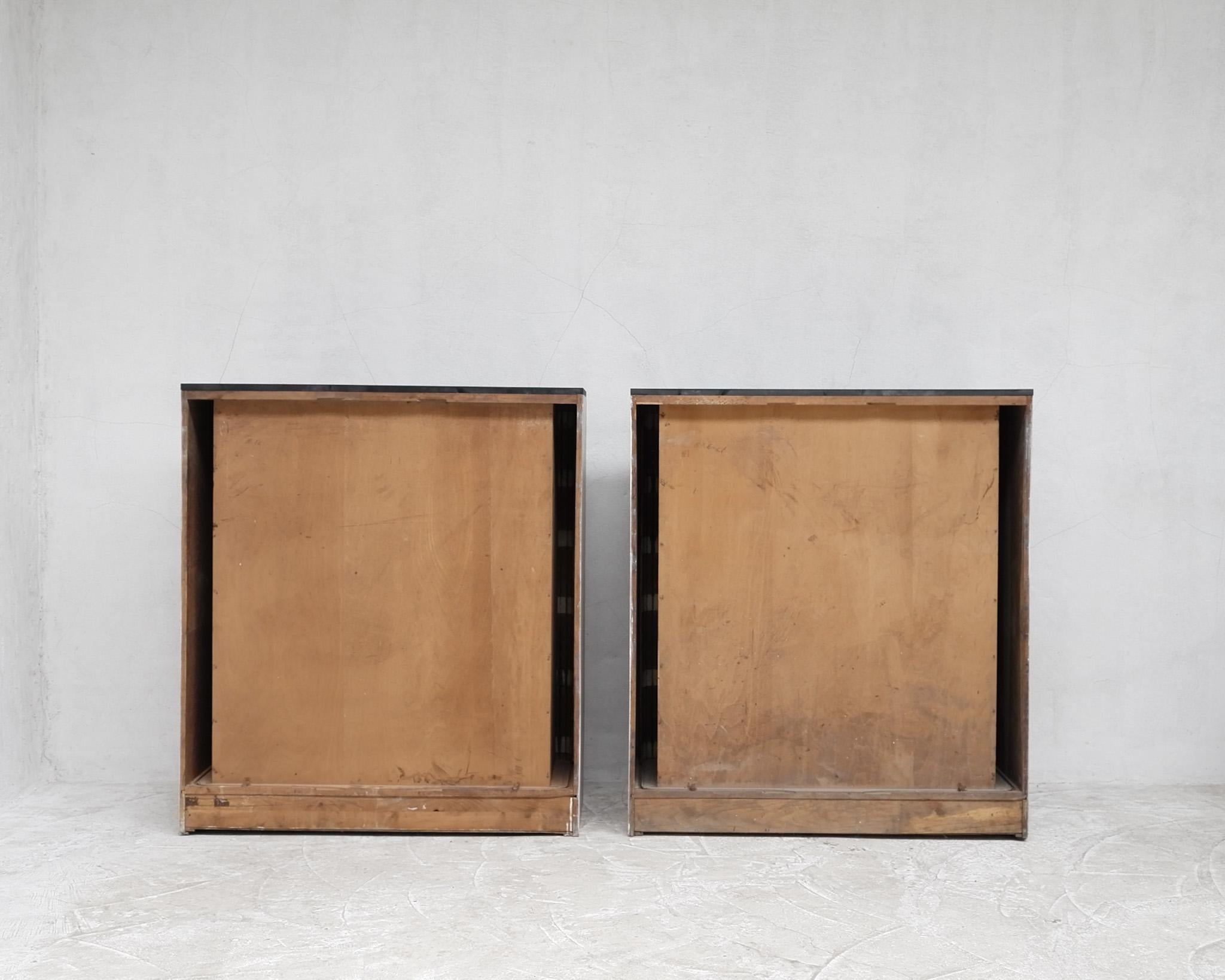 Rare Pair of French Modernist Art Deco Cerused/Limed Oak Tambour Cabinets For Sale 6