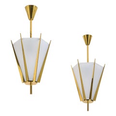 Rare Pair of French Modernist Lanterns by Arlus, circa 1960