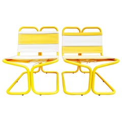 Rare Pair of French Outdoor Lounge Chairs