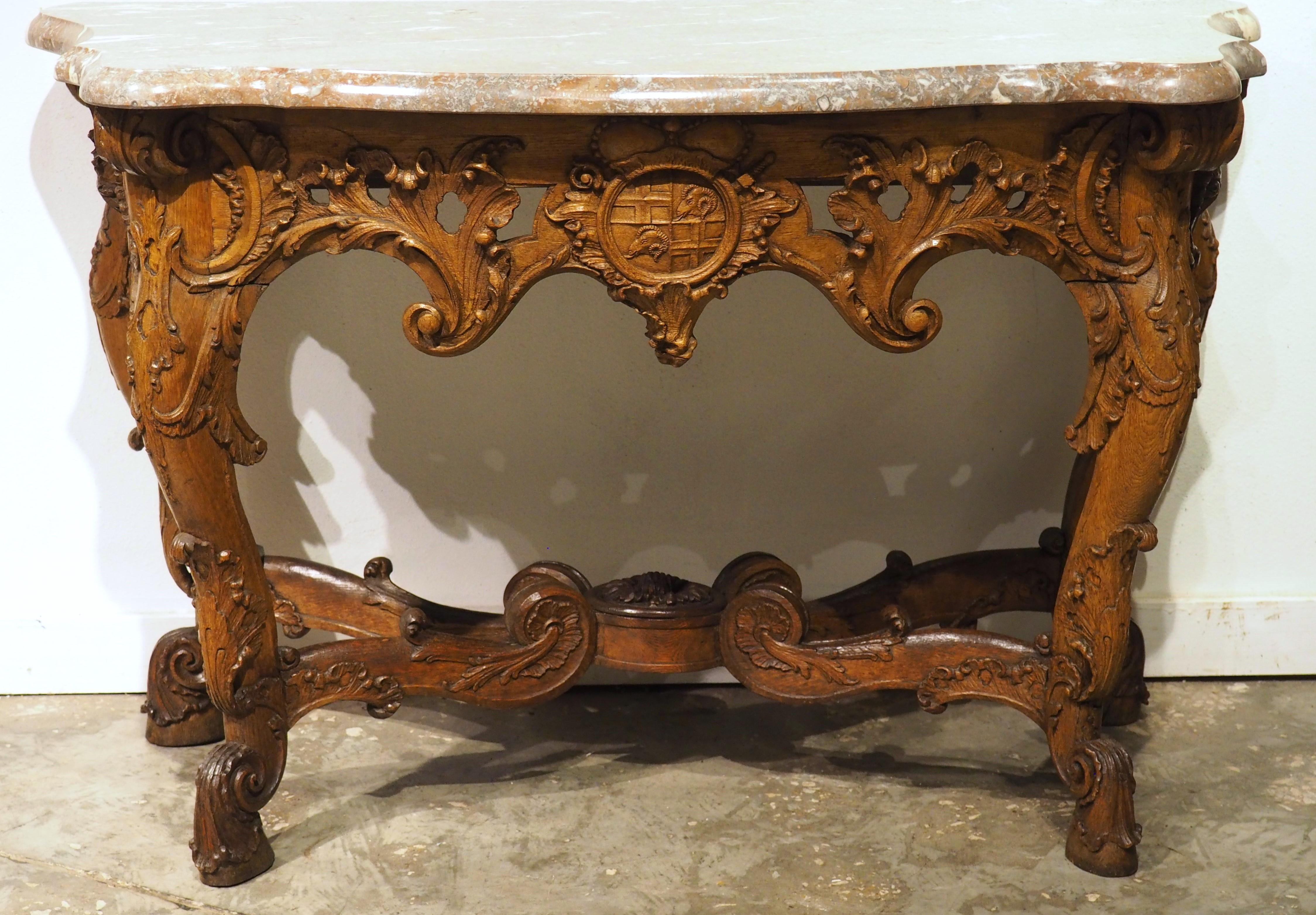 Pareja de consolas reales alemanas de roble para el príncipe-abad de Fulda, circa 1745 siglo XVIII en venta