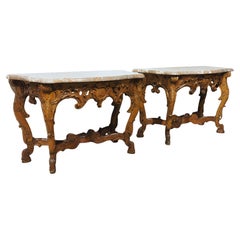 Antique Pair of Royal German Oak Console Tables for Prince-Abbot of Fulda, Circa 1745