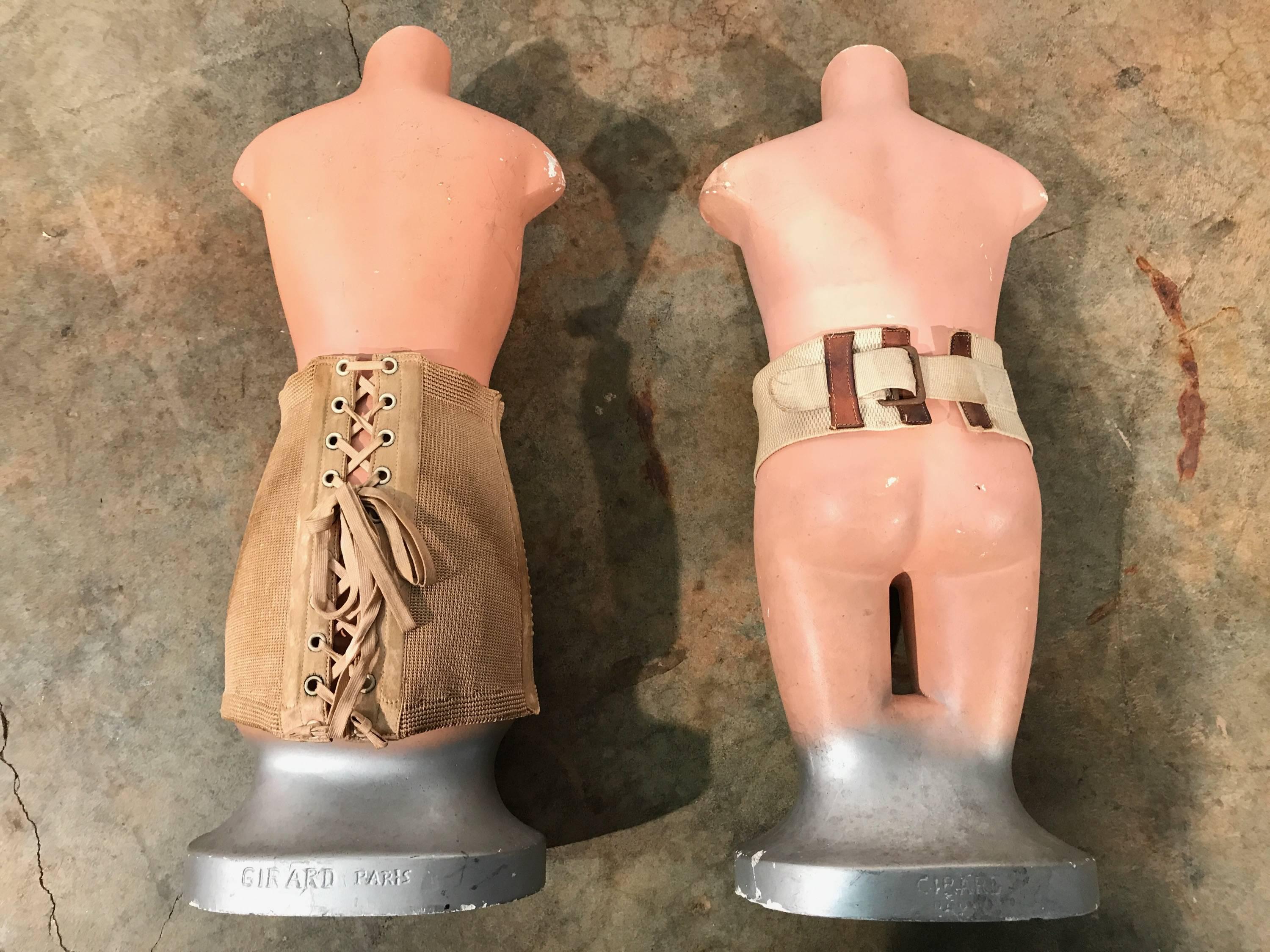 Rare Pair of French Salesman Sample Counter Top Girdle Mannequins, Girard Paris For Sale 1