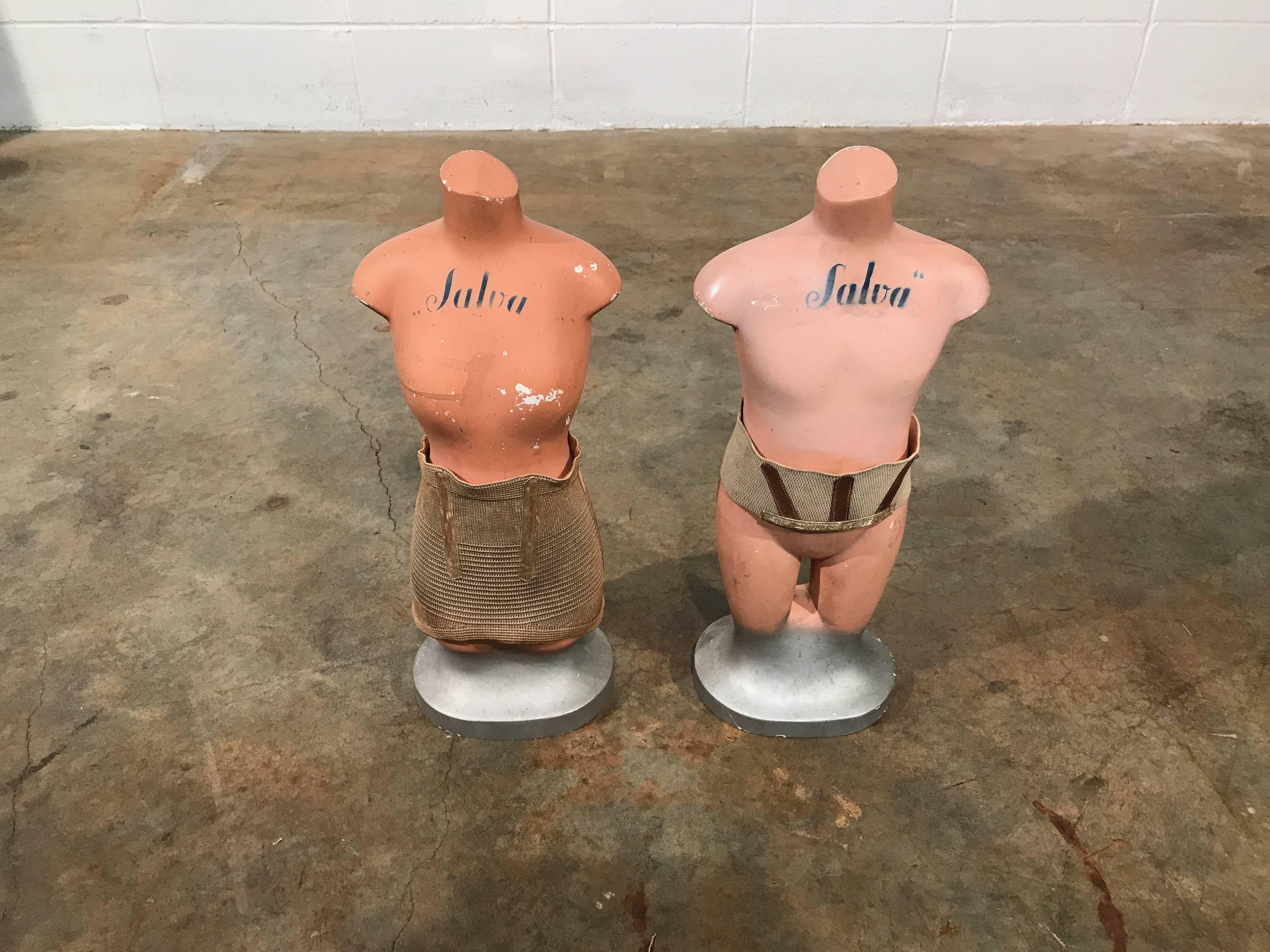 Rare pair of French salesman sample counter top Girdle Mannequins, Girard, Paris
If you are looking for unique and love quirky décor pieces then these will be perfect.
Girdles can be removed if desired. Believed to be made of ceramic.
They do