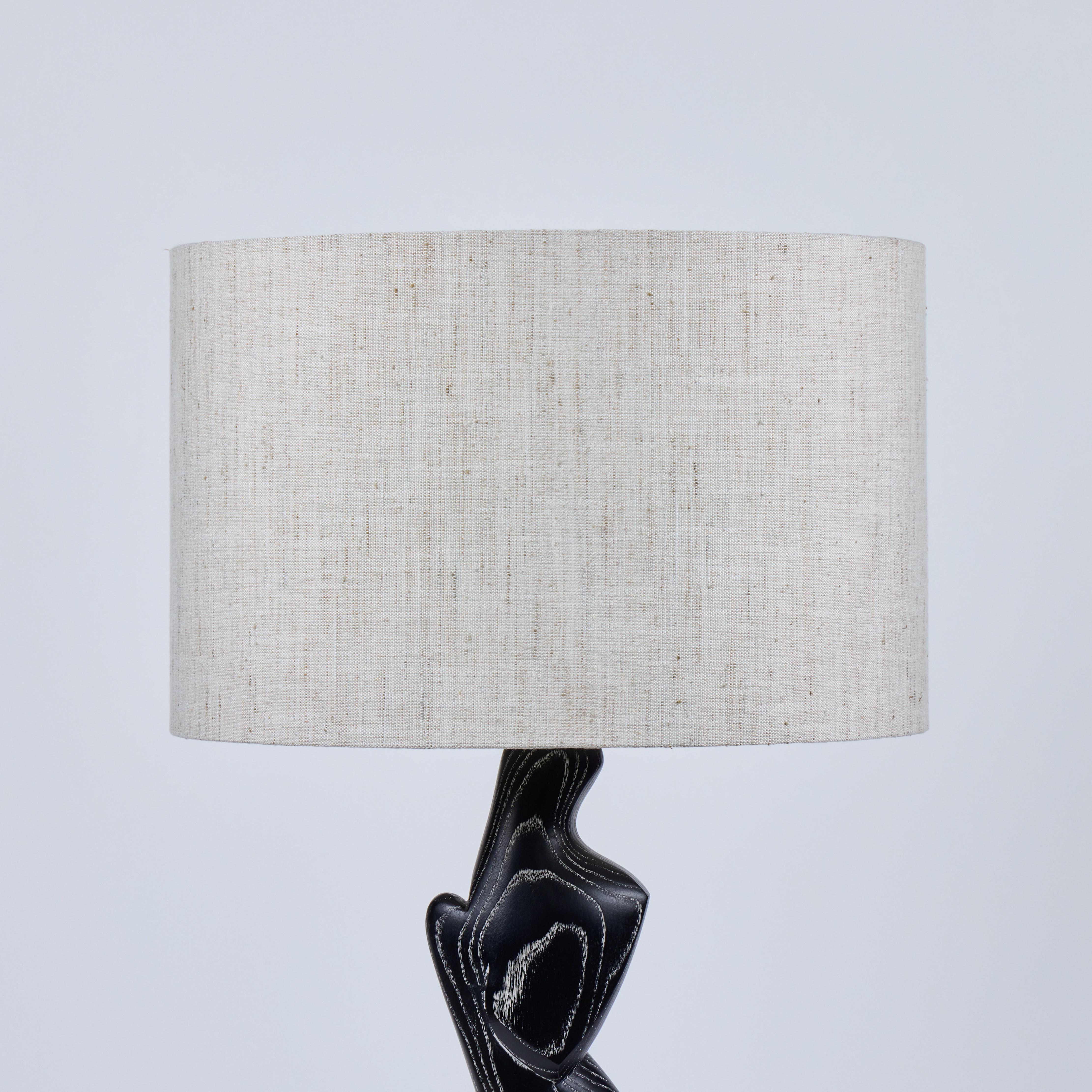 Rare Pair of French Sculptural Cerused Oak Lamps, 1950's Bon état - En vente à Pasadena, CA