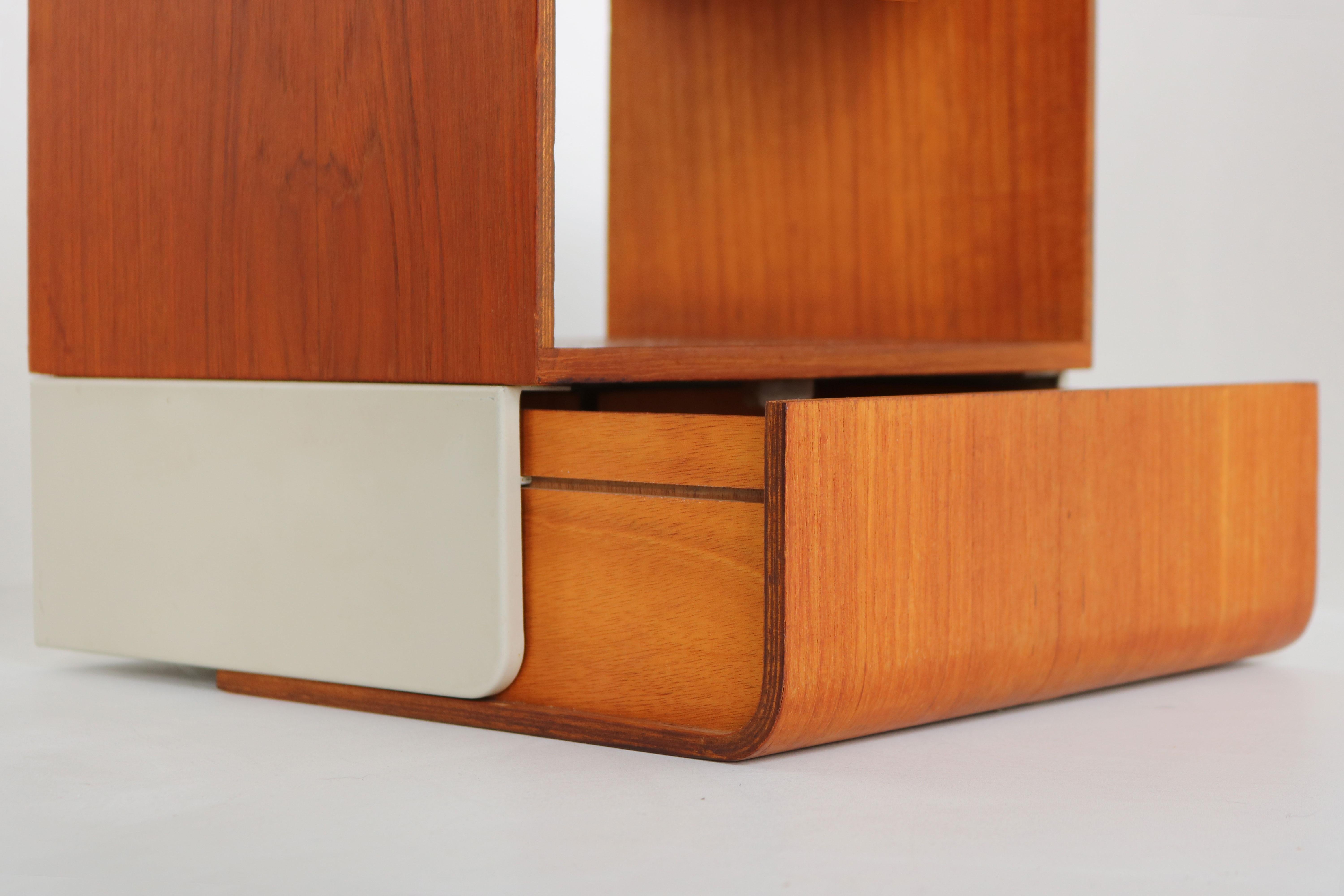 Dutch Rare Pair of Friso Kramer Bed Cabinets for Auping Euroika Series 1963 Teak White