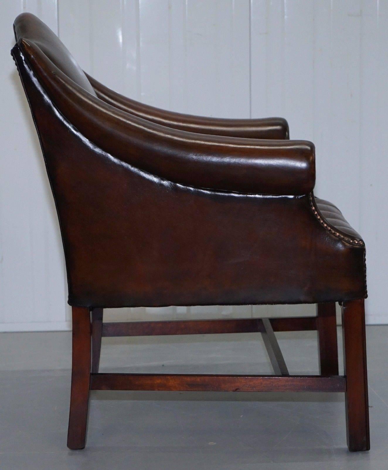 Rare Pair of Fully Restored Chesterfield Whiskey Brown Leather Club Armchairs 2