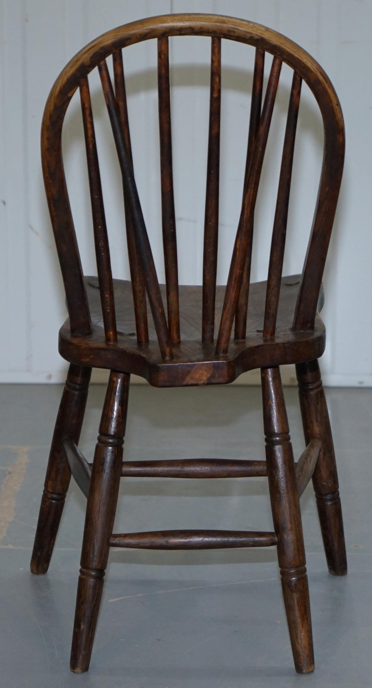 Rare Pair of Fully Stamped Victorian 1840 Hoop Back Windsor Chairs High Wycombe 11
