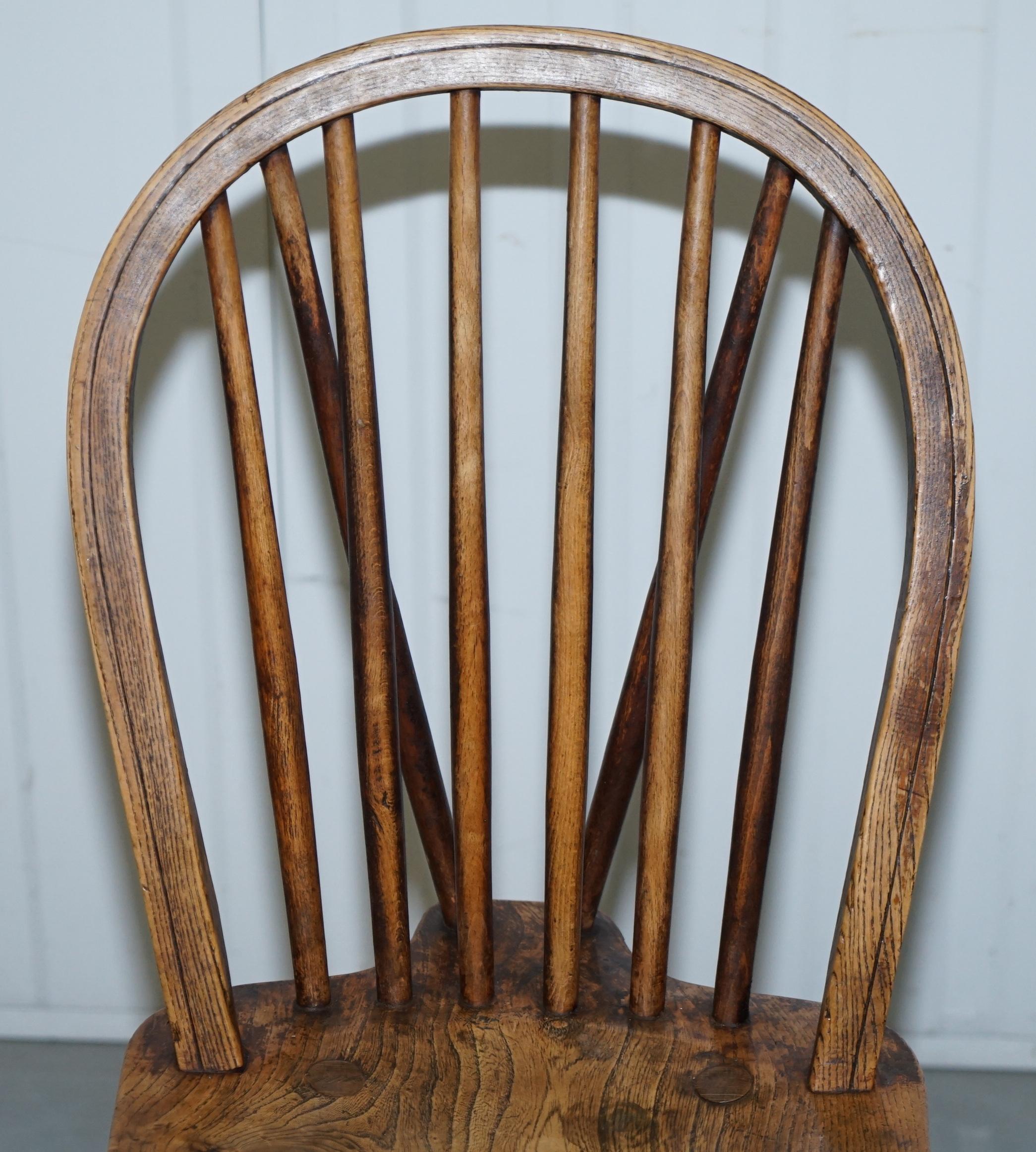 Hand-Crafted Rare Pair of Fully Stamped Victorian 1840 Hoop Back Windsor Chairs High Wycombe