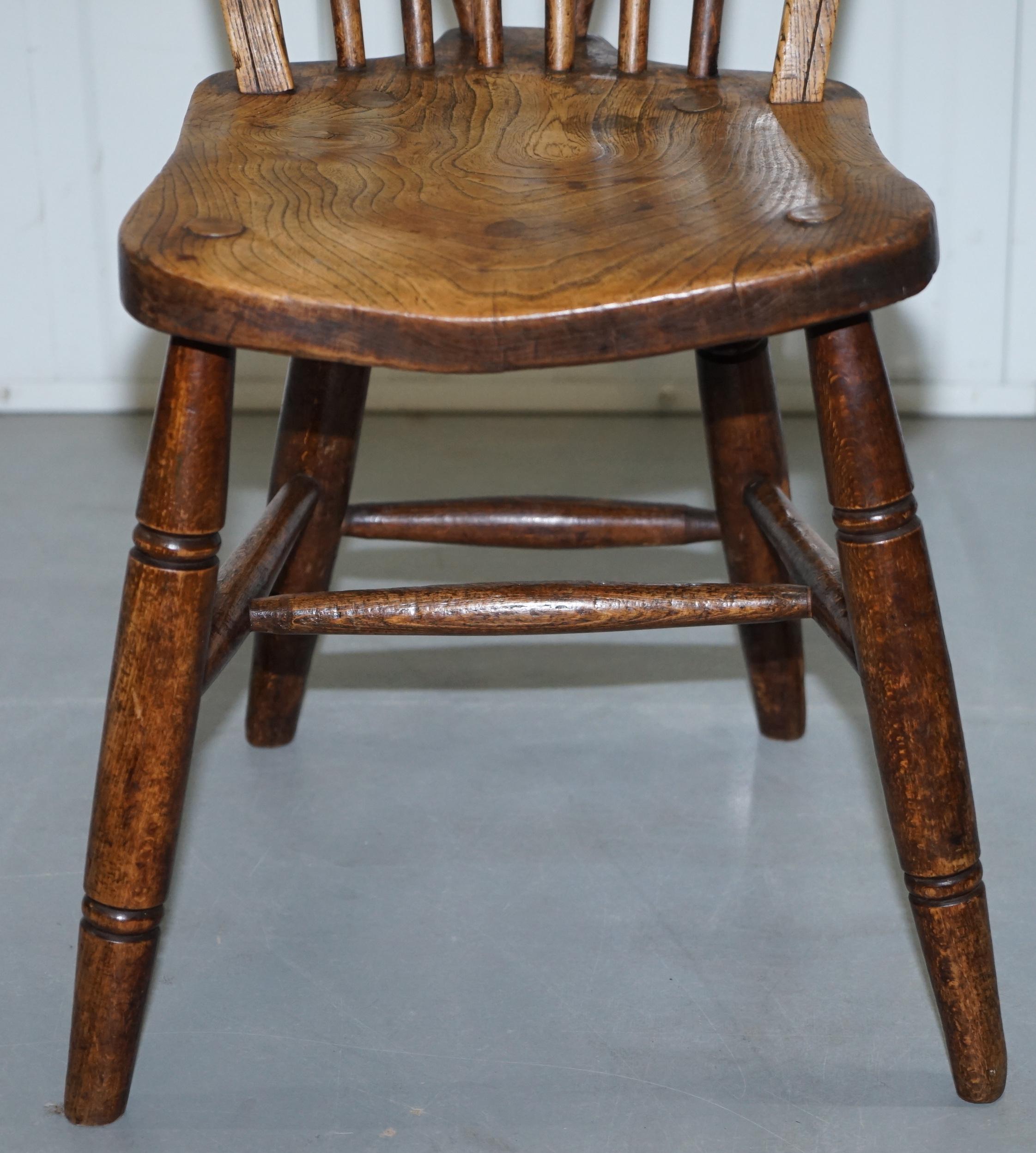Mid-19th Century Rare Pair of Fully Stamped Victorian 1840 Hoop Back Windsor Chairs High Wycombe