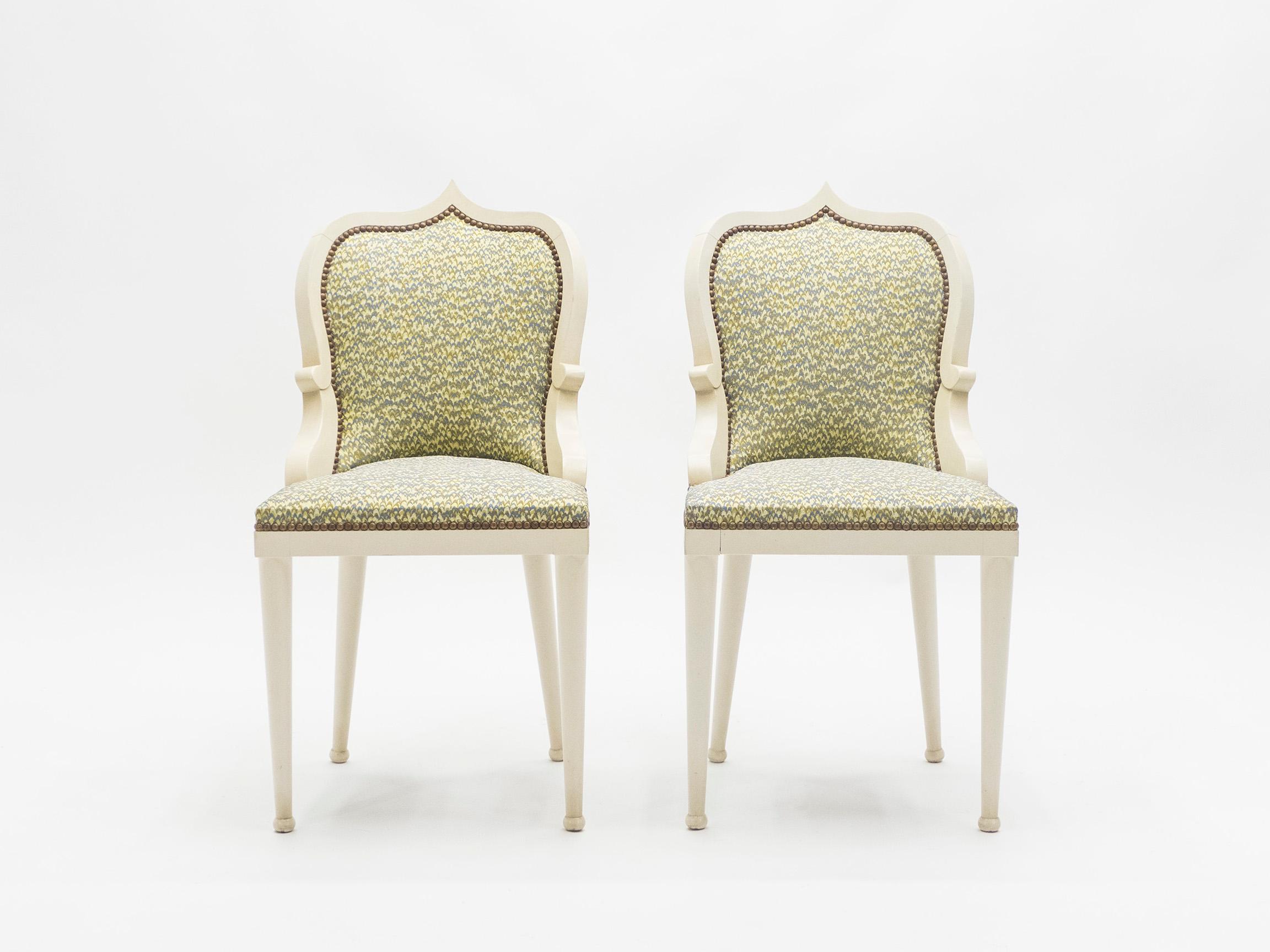French Rare Pair of Garouste & Bonetti ‘Palace’ Dining Chairs, 1980