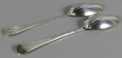 Rare Pair of George I Britannia Silver .958 Fine Table Spoons, London 1719