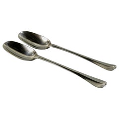 Rare Pair of George I Britannia Silver .958 Fine Table Spoons, London 1719